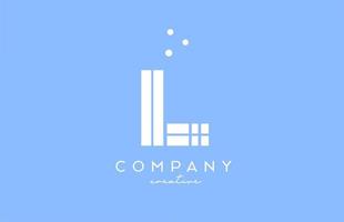 L blue white alphabet letter logo with lines and dots. Corporate creative template design for company and business vector