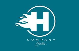 h azul blanco alfabeto letra icono para corporativo con llamas fuego diseño para un empresa logo vector