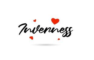 Inverness handwritten city typography text with love heart vector