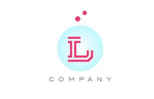 blue pink L alphabet letter logo icon design with dots. Creative template for business and company vector