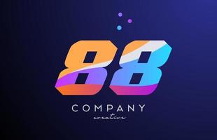 colored number 88 logo icon with dots. Yellow blue pink template design for a company and busines vector