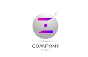 pink grey sphere Z alphabet letter logo icon design with dot. Creative template for business and company vector