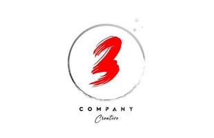 red grey 3 number letter logo icon design with dots and circle. Grunge creative gradient for business and company vector