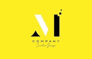 yellow black M alphabet letter logo icon design with dots. Creative template for company and business vector