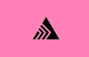 pink black A alphabet letter logo icon design with geometric lines. Creative template for company and business vector