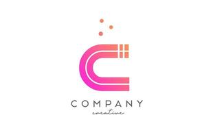 C pink alphabet letter logo with lines and dots. Corporate creative template design for business and company vector