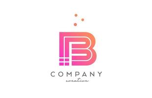 B pink alphabet letter logo with lines and dots. Corporate creative template design for business and company vector