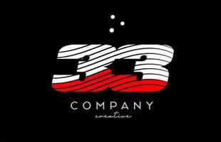 33 number logo with red white lines and dots. Corporate creative template design for business and company vector