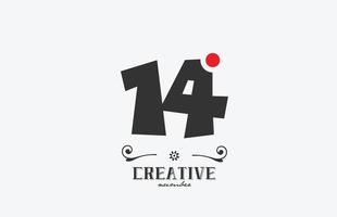 gris 14 número logo icono diseño con rojo punto. creativo modelo para empresa y negocio vector