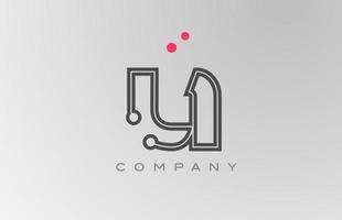 pink grey U alphabet letter logo icon design with line and dot. Creative template for business and company vector
