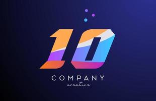 colored number 10 logo icon with dots. Yellow blue pink template design for a company and busines vector