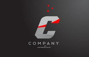 grey red dots C alphabet bold letter logo. Creative template design for company and business vector