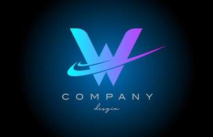 W pink blue alphabet letter logo with double swoosh. Corporate creative template design for company and business vector