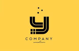 Y yellow black alphabet letter logo with lines and dots. Corporate creative template design for company and business vector