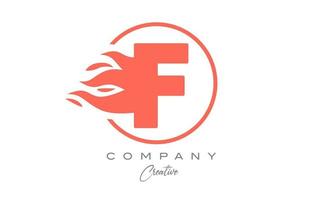 orange F alphabet letter icon for corporate with flames. Fire design suitable for a business logo vector