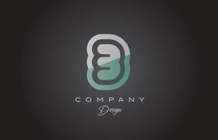 3 green grey number logo icon design. Creative template for company and business vector