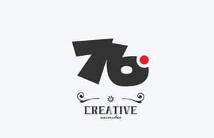 gris 76 número logo icono diseño con rojo punto. creativo modelo para empresa y negocio vector