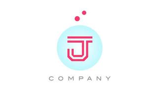 blue pink J alphabet letter logo icon design with dots. Creative template for business and company vector