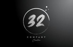 black white 32 number letter logo icon design with dots and circle. Creative gradient template for company and business vector