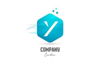hexagon Y letter alphabet logo icon design with blue color and dots. Creative template for company and business vector