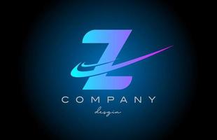 Z pink blue alphabet letter logo with double swoosh. Corporate creative template design for company and business vector