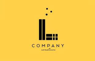 L yellow black alphabet letter logo with lines and dots. Corporate creative template design for company and business vector