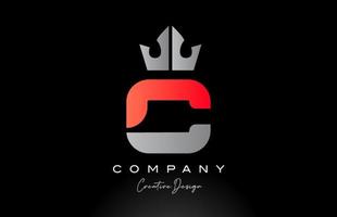 orange C alphabet letter logo icon design with king crown. Creative template for company vector