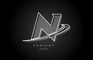 negro y blanco norte línea alfabeto letra logo icono diseño con silbido y sombra. creativo modelo para negocio y empresa vector