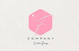 pink polygon F alphabet letter logo icon design with dot and elegant style. Creative template for company and business vector