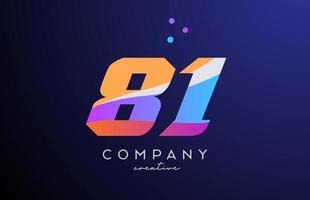 colored number 81 logo icon with dots. Yellow blue pink template design for a company and busines vector