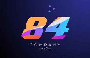 colored number 84 logo icon with dots. Yellow blue pink template design for a company and busines vector