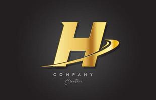 H golden alphabet letter logo icon design. Template for business and company with swoosh vector