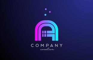 blue pink A alphabet letter logo with dots. Corporate creative template design for business and company vector