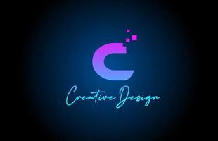 rosado azul C alfabeto letra logo icono diseño con puntos creativo modelo para empresa y negocio vector