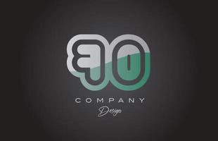 70 green grey number logo icon design. Creative template for company and business vector