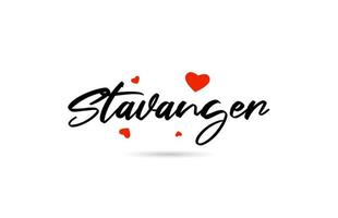 Stavanger handwritten city typography text with love heart vector