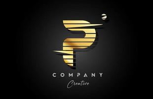 gold golden P alphabet letter logo icon design with line stripe and circle. Creative template for business and company vector