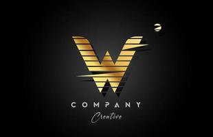 gold golden W alphabet letter logo icon design with line stripe and circle. Creative template for business and company vector