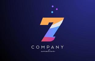 colored number 7 logo icon with dots. Yellow blue pink template design for a company and busines vector