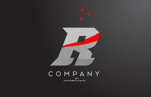 gris rojo puntos r alfabeto negrita letra logo. creativo modelo diseño para empresa y negocio vector