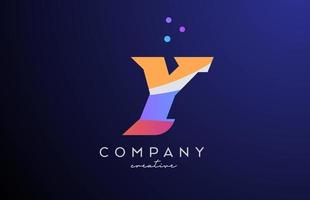 colored Y alphabet letter logo icon with dots. Orange pink blue creative template design for business and company vector