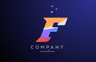 colored F alphabet letter logo icon with dots. Orange pink blue creative template design for business and company vector