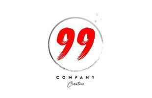 red grey 99 number letter logo icon design with dots and circle. Grunge creative gradient for business and company vector