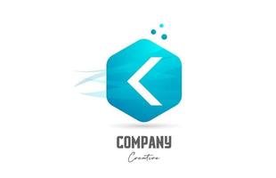 hexagon K letter alphabet logo icon design with blue color and dots. Creative template for company and business vector