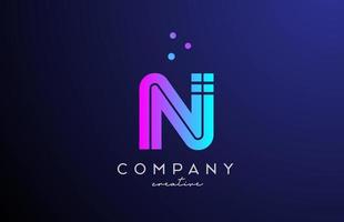 blue pink N alphabet letter logo with dots. Corporate creative template design for business and company vector