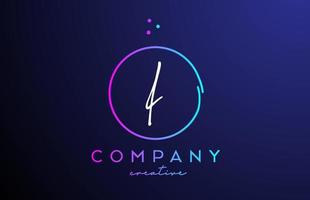 I handwritten alphabet letter logo with dots and pink blue circle. Corporate creative template design for business and company vector