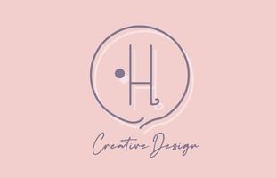 H alphabet letter logo icon design with line dot and vintage style. Pink blue creative template for business and company vector