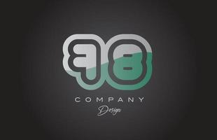 78 green grey number logo icon design. Creative template for company and business vector