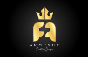 gold golden A alphabet letter logo icon design. Creative crown king template for company and business vector