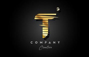 gold golden T alphabet letter logo icon design with line stripe and circle. Creative template for business and company vector